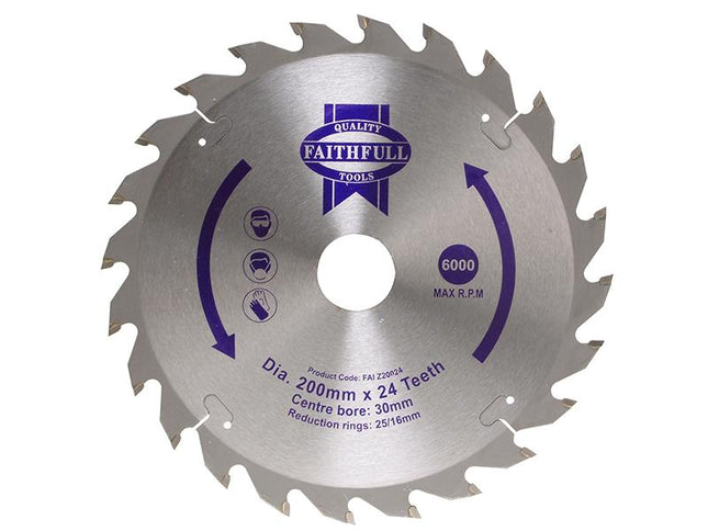 Faithfull Tct Circular Saw Blade 200 X 30Mm X 24T Pos