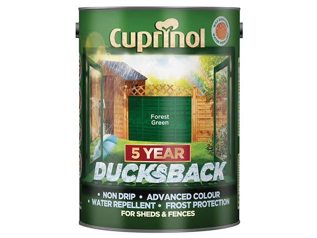 Cuprinol Ducksback 5 Year Waterproof For Sheds & Fences Forest Green 5 Litre