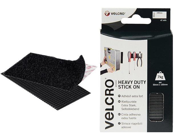 Velcro Brand Velcro Brand Heavy-Duty Stick On Strips (2) 50 X 100Mm Black