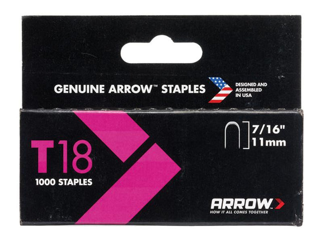 ARROW T18 Staples 11Mm (7/16In) Box 1000