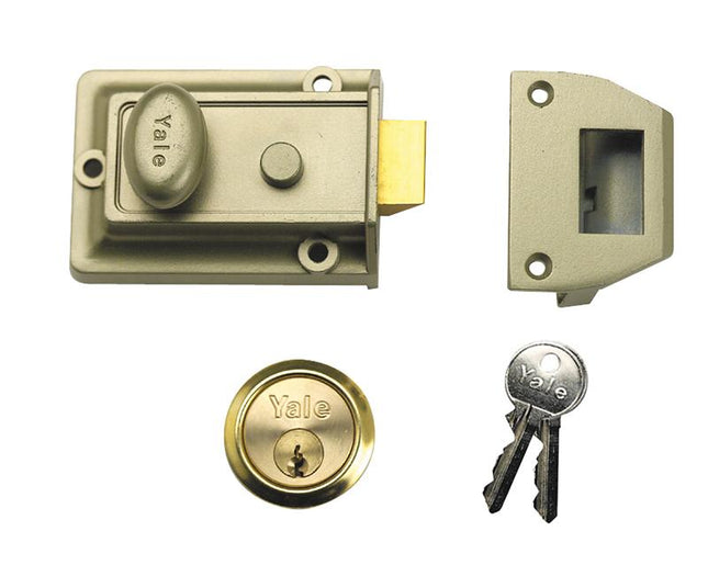 Yale Locks P77 Traditional Nightlatch 60Mm Backset Nickel Brass Finish Visi