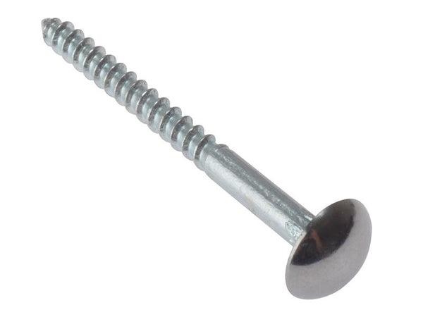Forgefix Mirror Screw Chrome Domed Top Slotted Csk St Zp 1.1/4In X 8 Bag 10