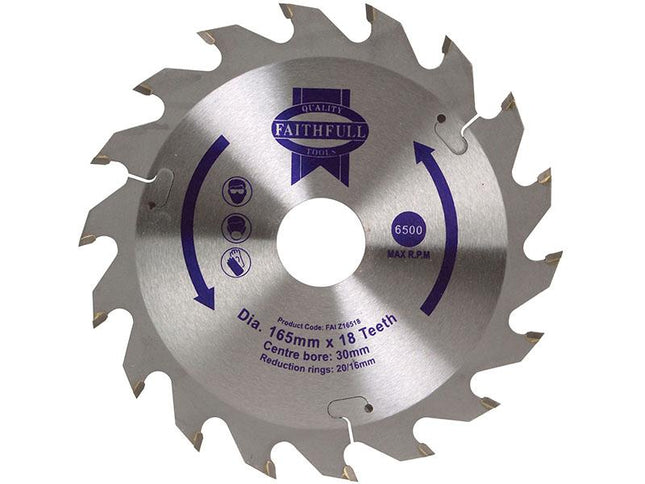 Faithfull Tct Circular Saw Blade 165 X 30Mm X 18T Pos