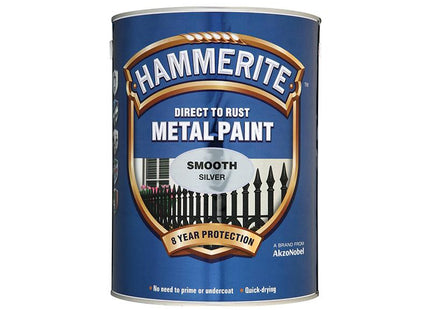 Hammerite Direct To Rust Smooth Finish Metal Paint Silver 5 Litre