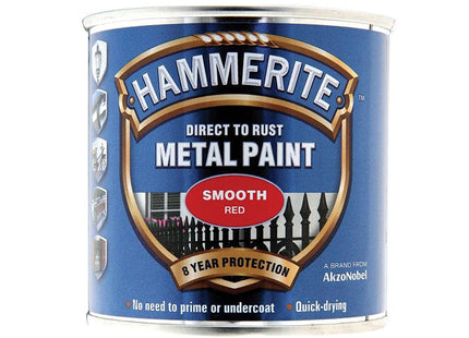 Hammerite Direct To Rust Smooth Finish Metal Paint Red 250Ml