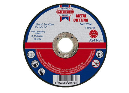 Faithfull Metal Cut Off Disc 125 X 3.2 X 22.23Mm