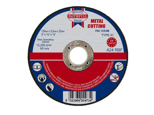 Faithfull Metal Cut Off Disc 125 X 3.2 X 22.23Mm