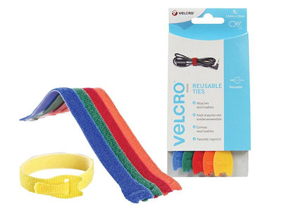 Velcro Brand Velcro Brand One-Wrap Reusable Ties (5) 12Mm X 20Cm Multi-Colour