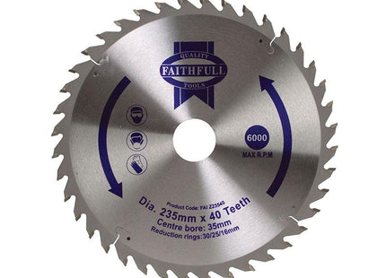 Faithfull Tct Circular Saw Blade 235 X 35Mm X 40T Pos