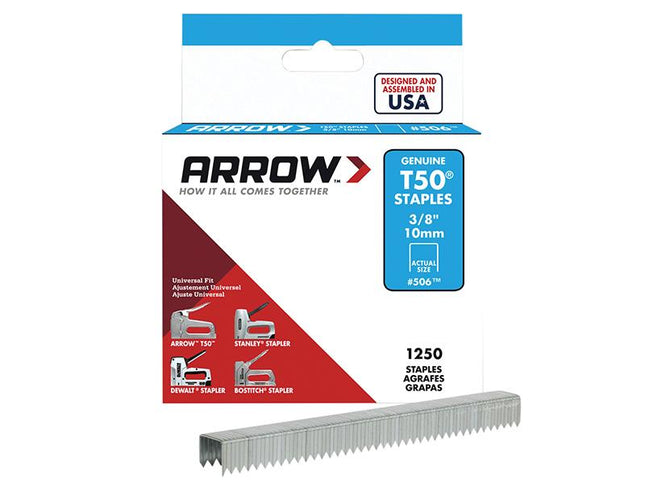 ARROW T50 Staples 10Mm (3/8In) Box 1250