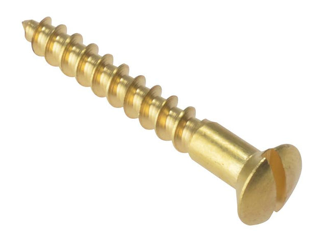 Forgefix Wood Screw Slotted Raised Head St Solid Brass 1.1/2In X 8 Box 200