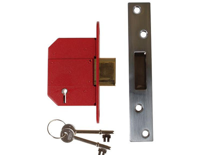 Union Strongbolt 2100S Bs 5 Lever Mortice Deadlock 81Mm 3In Satin Chrome Box
