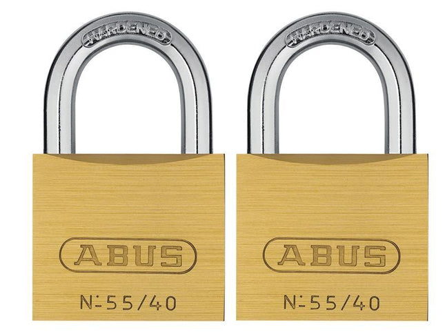 ABUS Mechanical 55/40Mm Brass Padlocks Twin Pack