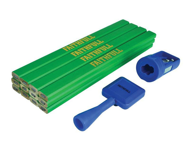 Faithfull Carpenter'S Pencil Kit Green / Hard (Pack 12)