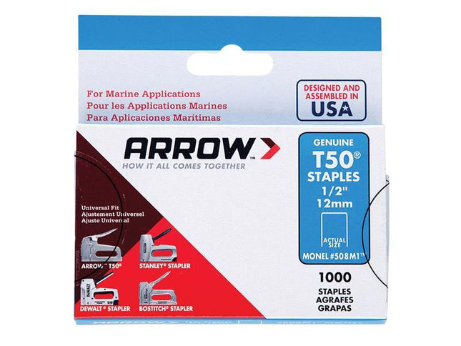 ARROW T50M 505M Monel Staples 8Mm ( 5/16In) Box 1000