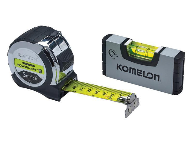 Komelon PowerBladeª II Pocket Tape 5m (Width 27mm) (Metric only) with Mini Level