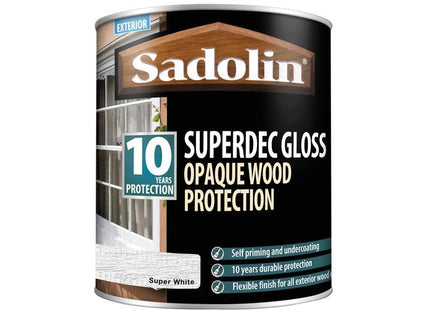 Sadolin Superdec Opaque Wood Protection Super White Gloss 1 Litre