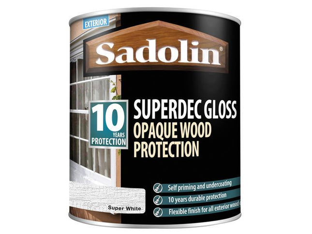 Sadolin Superdec Opaque Wood Protection Super White Gloss 1 Litre