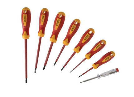 Faithfull Vde Soft Grip Screwdriver Set Of 8 (Case) Sl/Pz/Ph/Tester