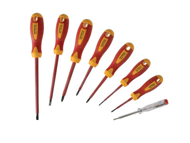 Faithfull Vde Soft Grip Screwdriver Set Of 8 (Case) Sl/Pz/Ph/Tester