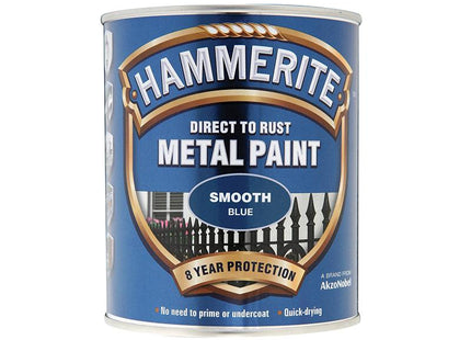 Hammerite Direct To Rust Smooth Finish Metal Paint Blue 750Ml