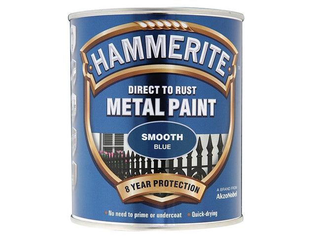 Hammerite Direct To Rust Smooth Finish Metal Paint Blue 750Ml