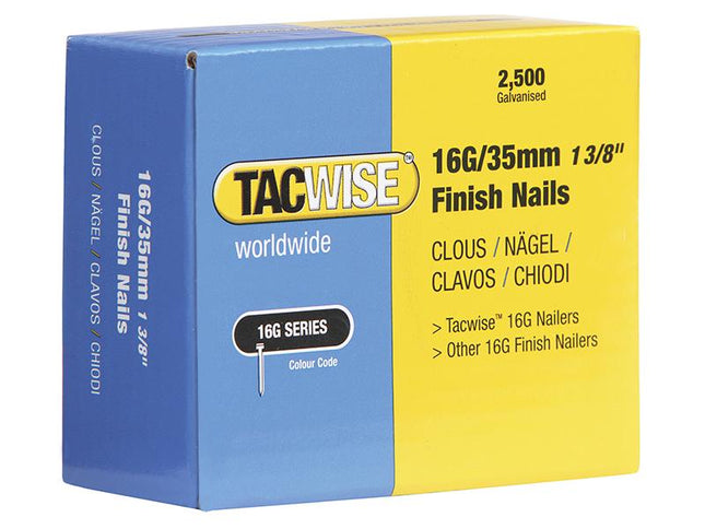 Tacwise 16 Gauge Straight Finish Nails 25Mm Pack 2500