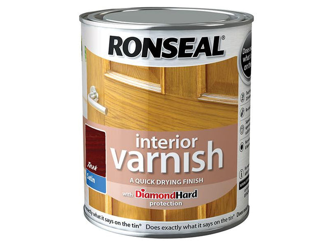 Ronseal Interior Varnish Quick Dry Satin Teak 750Ml