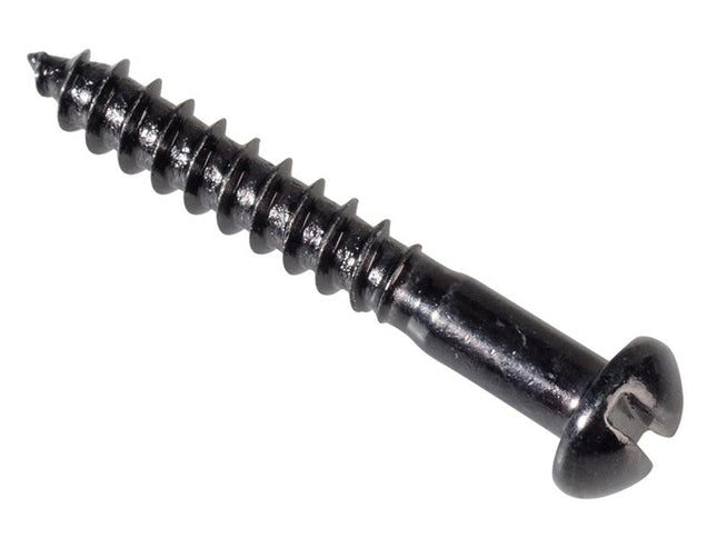 Forgefix Wood Screw Slotted Round Head St Black Japanned 1In X 6 Forge Pack 35
