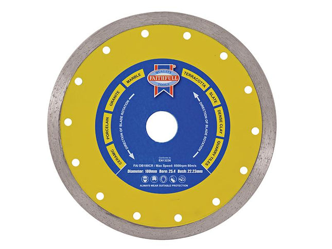 Faithfull Diamond Tile Blade Continuous Rim 180 X 25.4Mm