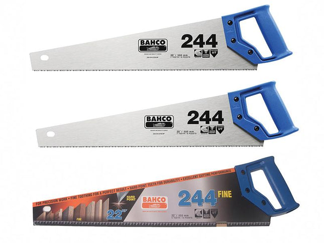 Bahco 2 X 244 Hardpoint Handsaw 550Mm (22In) & 1 X 244 Fine Cut Handsaw 550Mm (22In)