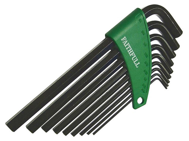 Faithfull Long Arm Hexagon Key Set Of 9 Imperial (5/64 - 3/8In)