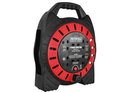 Faithfull Power Plus Semi Enclosed Cable Reel 240V 20M 13A 4G