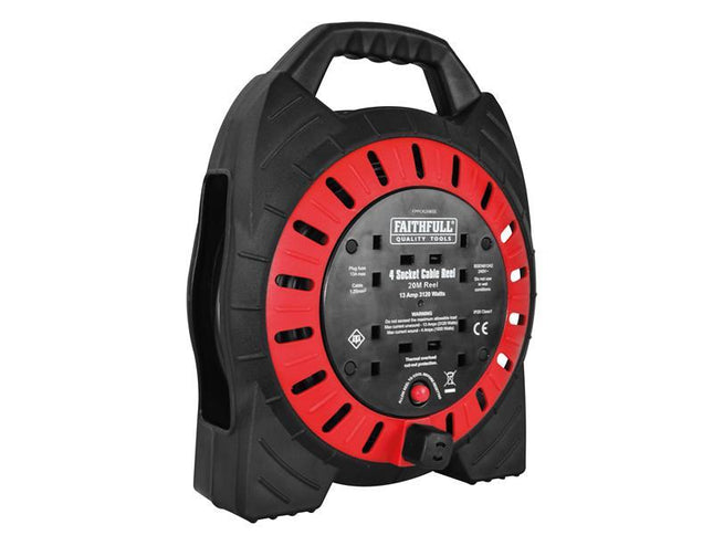 Faithfull Power Plus Semi Enclosed Cable Reel 240V 20M 13A 4G