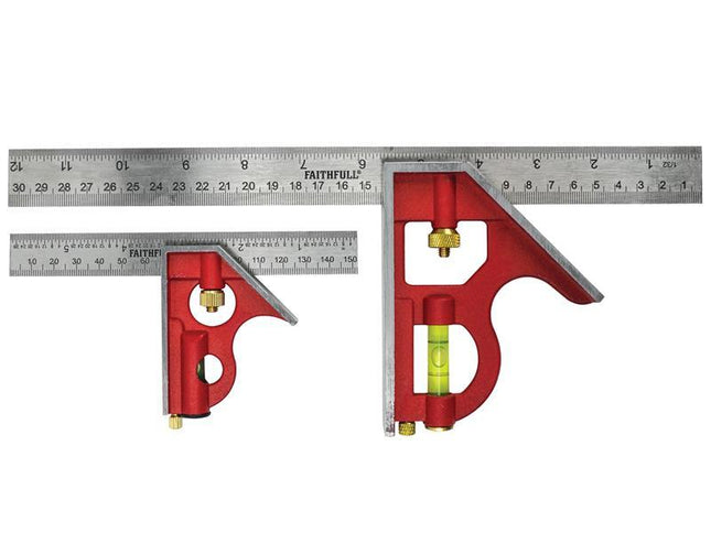 Faithfull Combination Square Twin Pack 150Mm & 300Mm