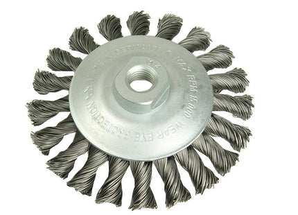 Lessmann Conical Knot Brush 100Mm M14 Bore 0.50 Steel Wire