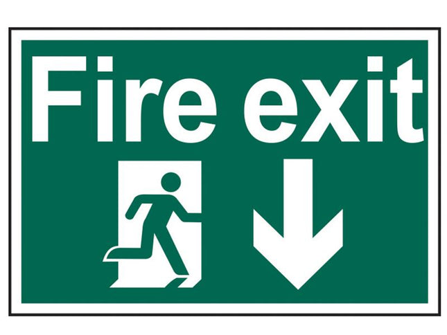 Scan Fire Exit Running Man Arrow Down - Pvc 300 X 200Mm