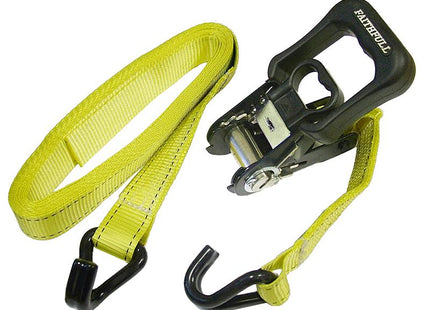 Faithfull Ratchet Tie-Downs J Hook 5M X 32Mm Breaking Strain 1320Kg/Dan 2 Piece