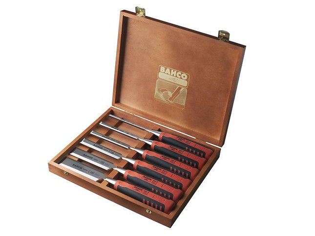 Bahco 424P-S6 Bevel Edge Chisel Set Of 6 In Wooden Box