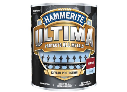 Hammerite Ultima Metal Paint Smooth Ruby Red 750ml