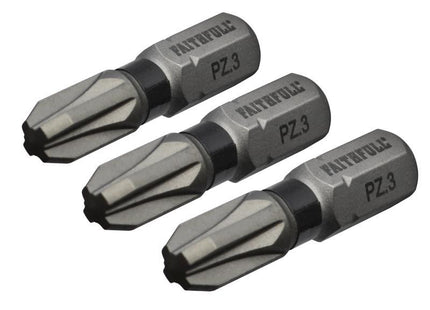 Faithfull Pozi Impact Screwdriver Bits PZ3 x 25mm (Pack 3)