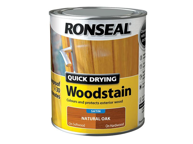 Ronseal Woodstain Quick Dry Satin Natural Oak 750Ml