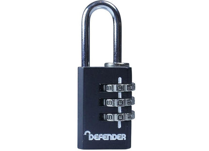 Defender Black Diecast Combination Padlock 20Mm