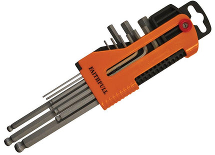Faithfull Long Arm Ball End Hex Key Set Of 9 Metric (1.5-10Mm)