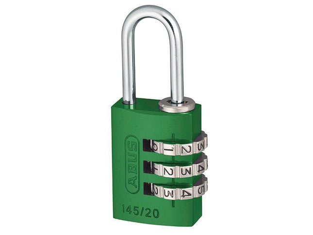 ABUS Mechanical 145/20 20Mm Aluminium Combination Padlock Green 46571