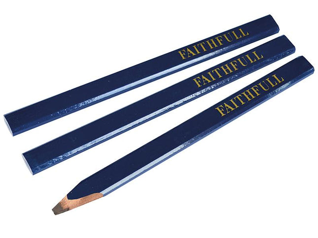 Faithfull Carpenter'S Pencils - Blue / Soft (Pack Of 3)