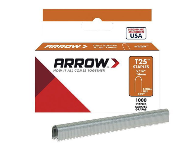 ARROW T25 Staples 14mm (9/16in) Box 1000