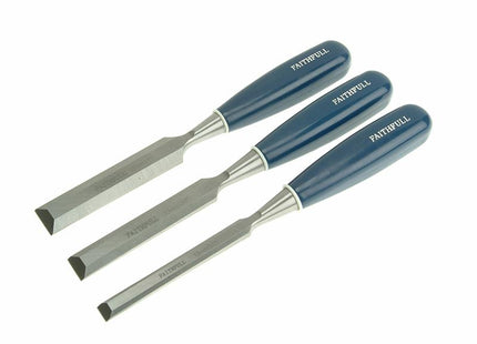 Faithfull Bevel Edge Chisel Blue Grip Set Of 3
