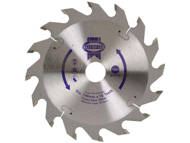 Faithfull Tct Circular Saw Blade 140 X 20Mm X 16T Pos