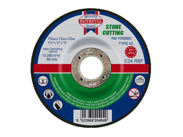 Faithfull Depressed Centre Stone Cutting Disc 115 X 3.2 X 22.23Mm